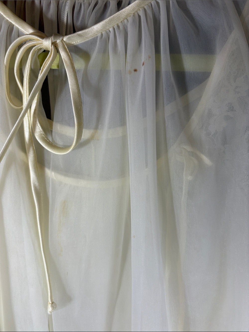 Vintage 60’s 2 piece pinafore Cream Lace-Trim Nightgown Soft Sheer. DD - Picture 3 of 11